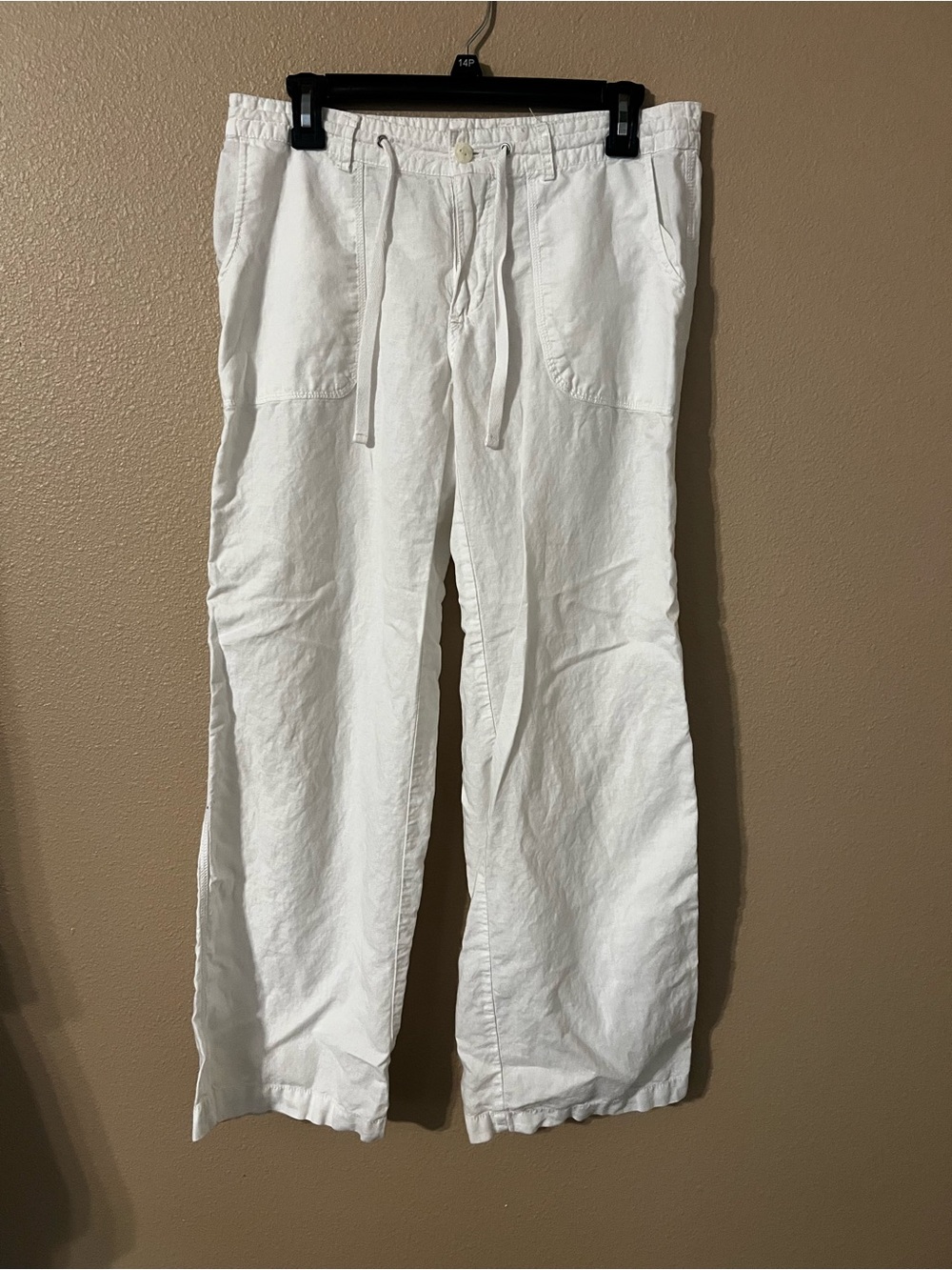 GAP White Drawstring Linen-Blend Joggers